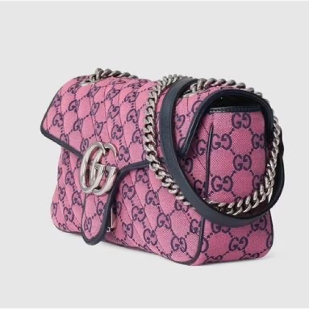 Gucci Small pink GG supreme crossbody shoulder bag NWB - Picture 2 of 9